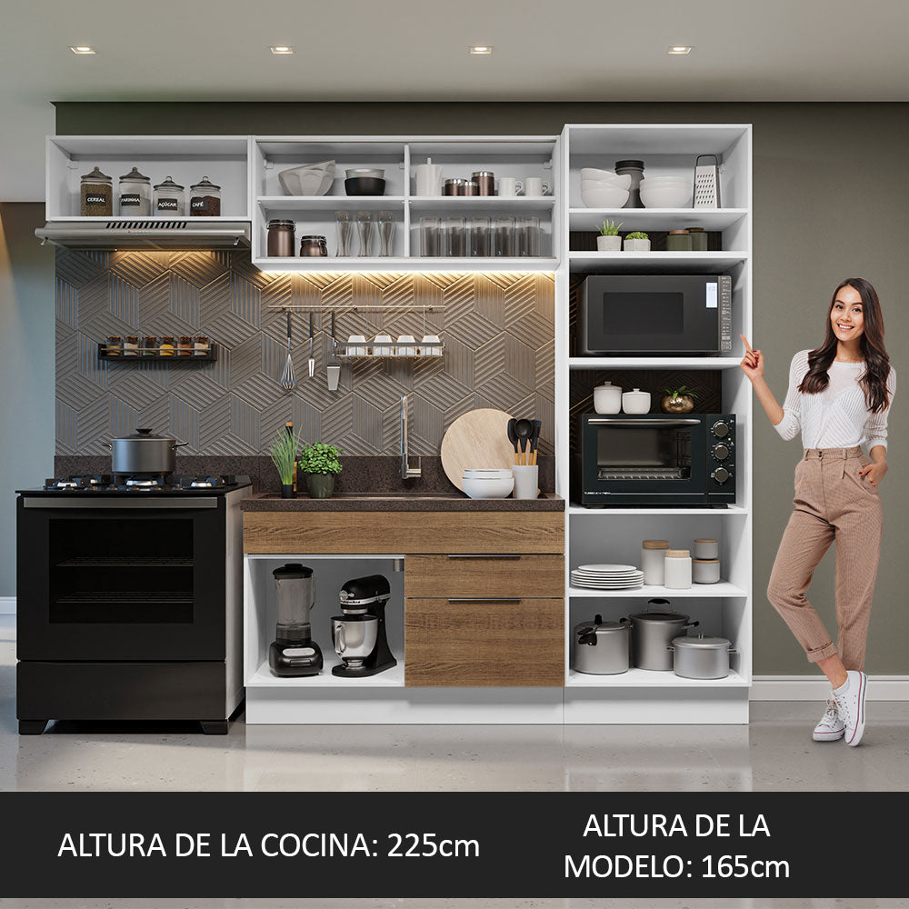 Combo Completo de Cocina 270 cm Blanco/Marrón Stella Madesa 08