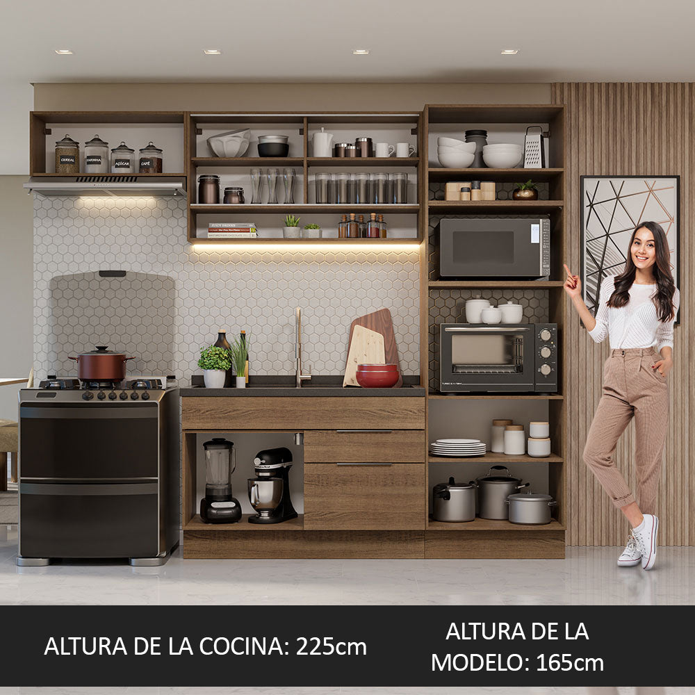 Combo Completo de Cocina 270 cm Marrón Stella Madesa 09