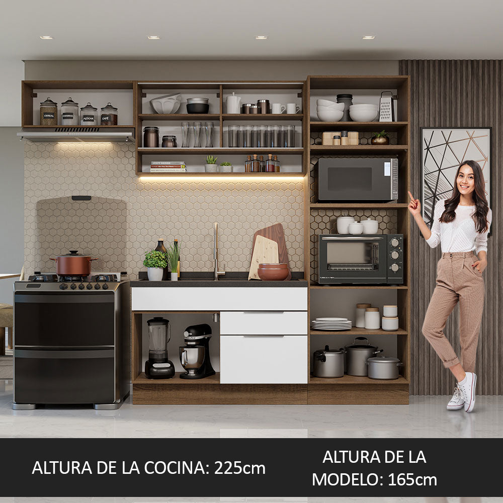 Combo Completo de Cocina 270 cm Marrón/Blanco Stella Madesa 09