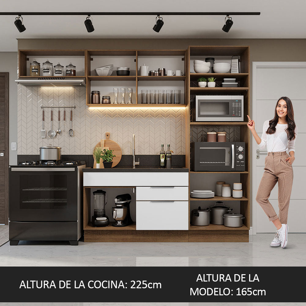 Combo Completo de Cocina 270 cm Marrón/Blanco Stella Madesa 10