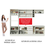 Combo Completo de Cocina 290cm Blanco/Blanco/Marrón Stella Madesa 01