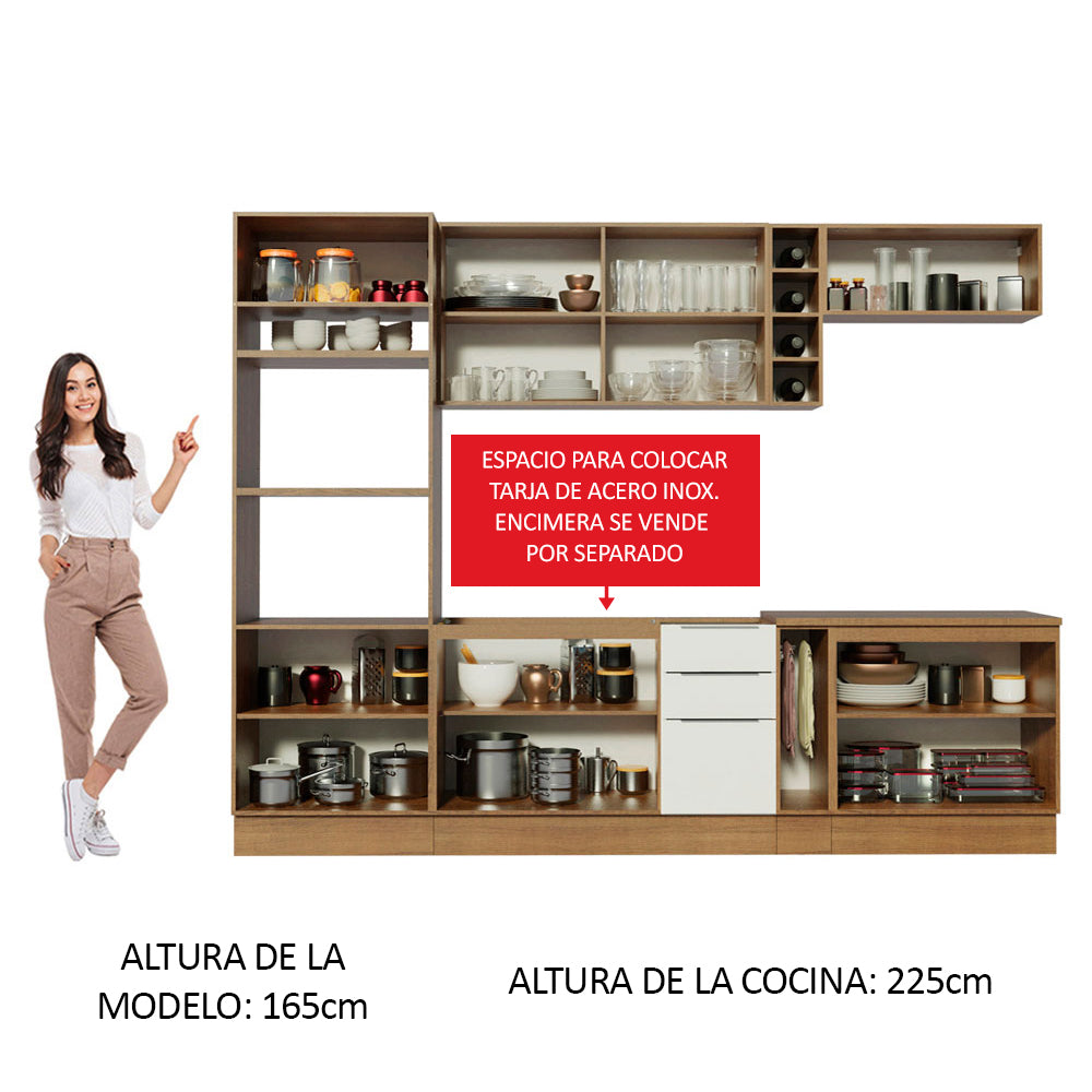 Combo completo de Cocina 290cm Marrón/Blanco/Marrón Stella Madesa 01