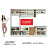 Combo Completo de Cocina 290cm Blanco/Marrón/Blanco Stella Madesa 01
