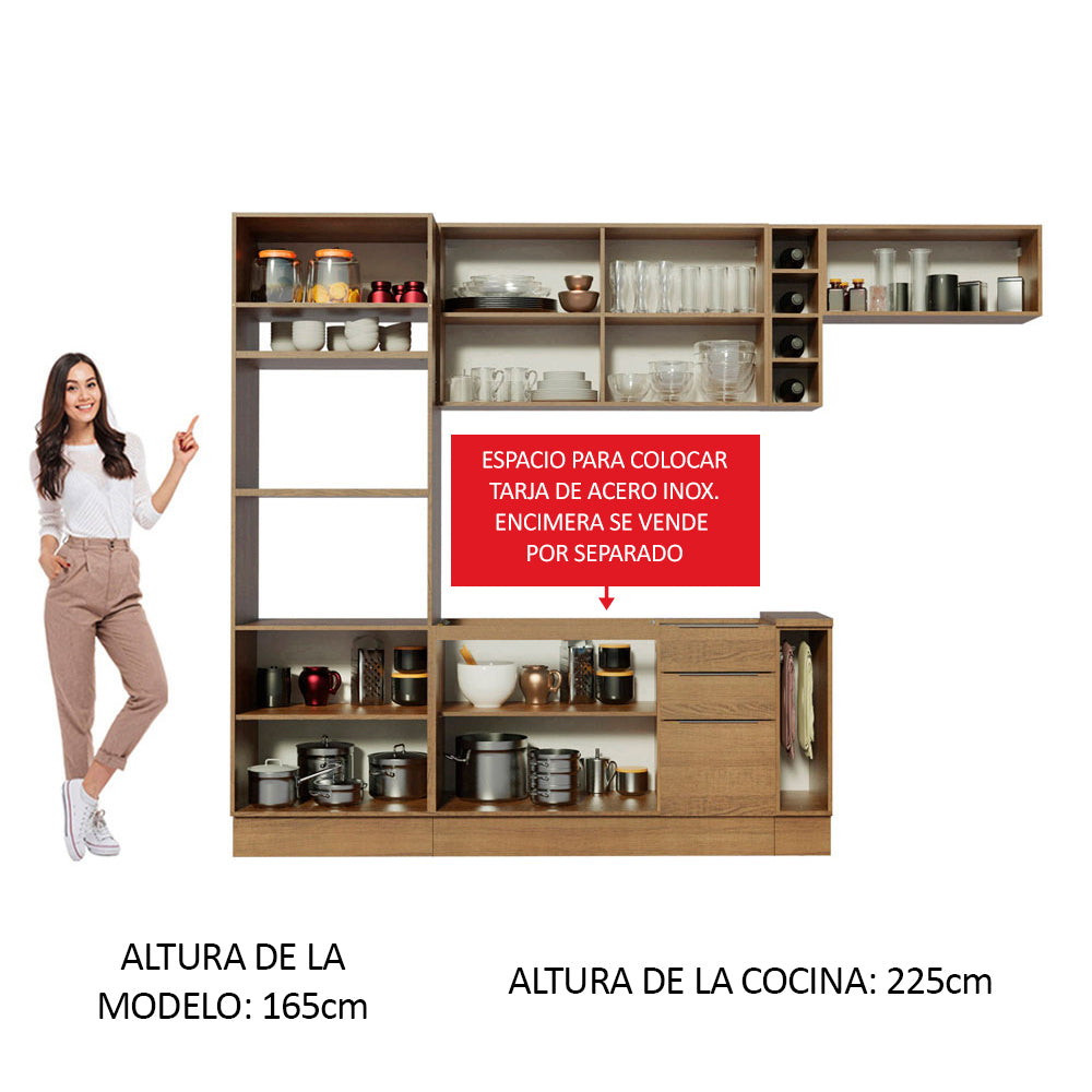Combo Completo de Cocina 290cm Marrón/Marrón/Blanco Stella Madesa 02
