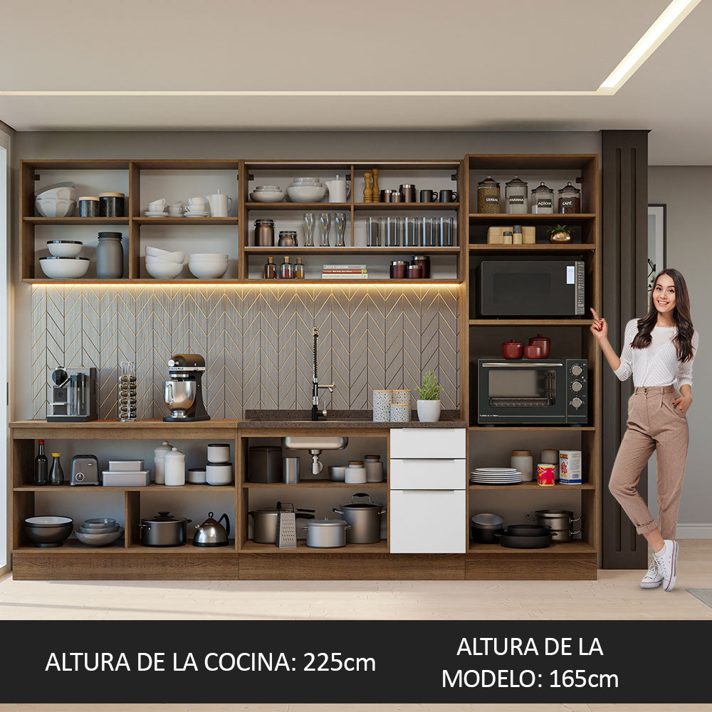 Combo Completo de Cocina 310 cm Marrón/Blanco Stella Madesa 02
