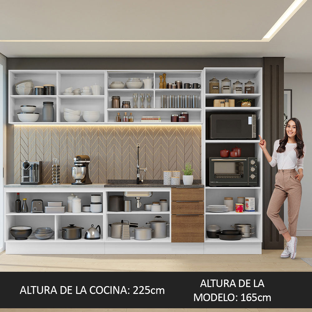 Combo Completo de Cocina 310 cm Blanco/Marrón Stella Madesa 02