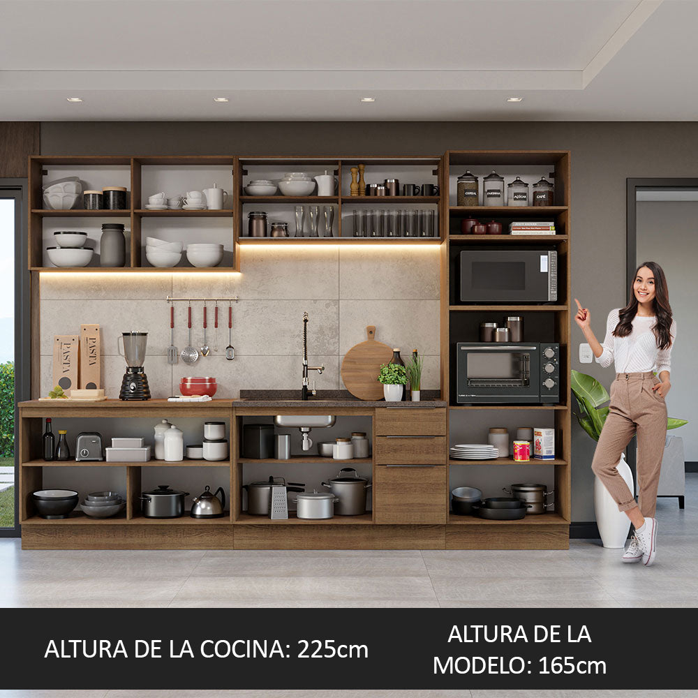 Combo Completo de Cocina 310 cm Marrón Stella Madesa 03