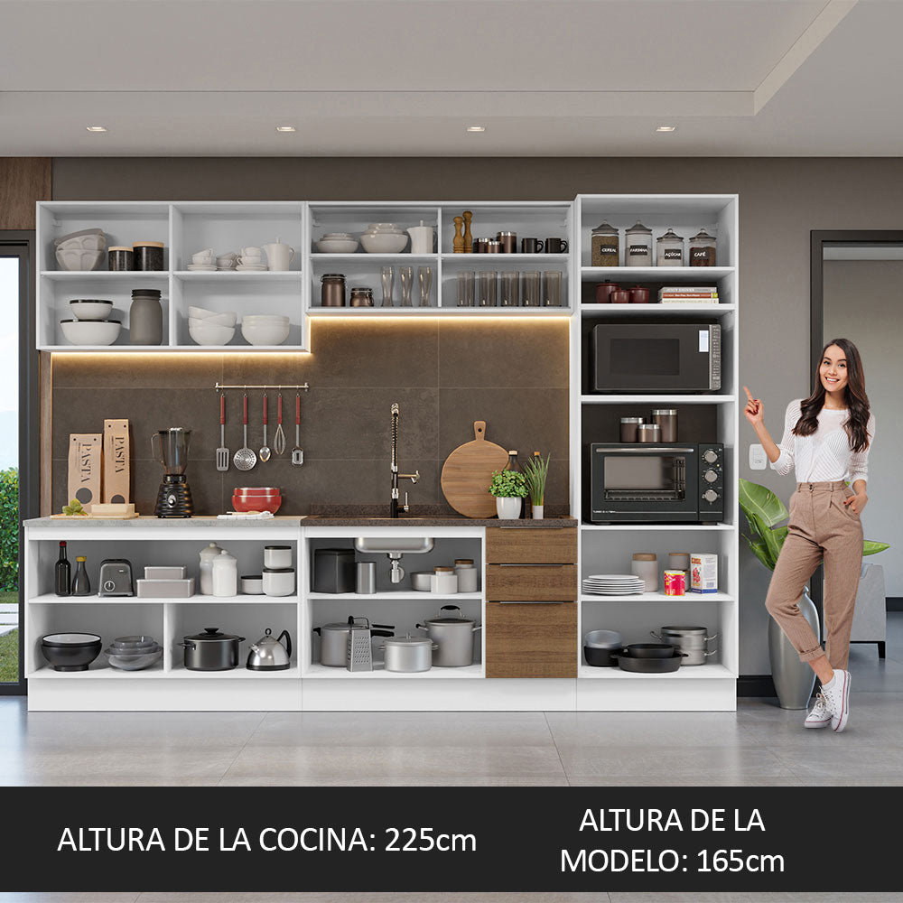 Combo Completo de Cocina 310 cm Blanco/Marrón Stella Madesa 03