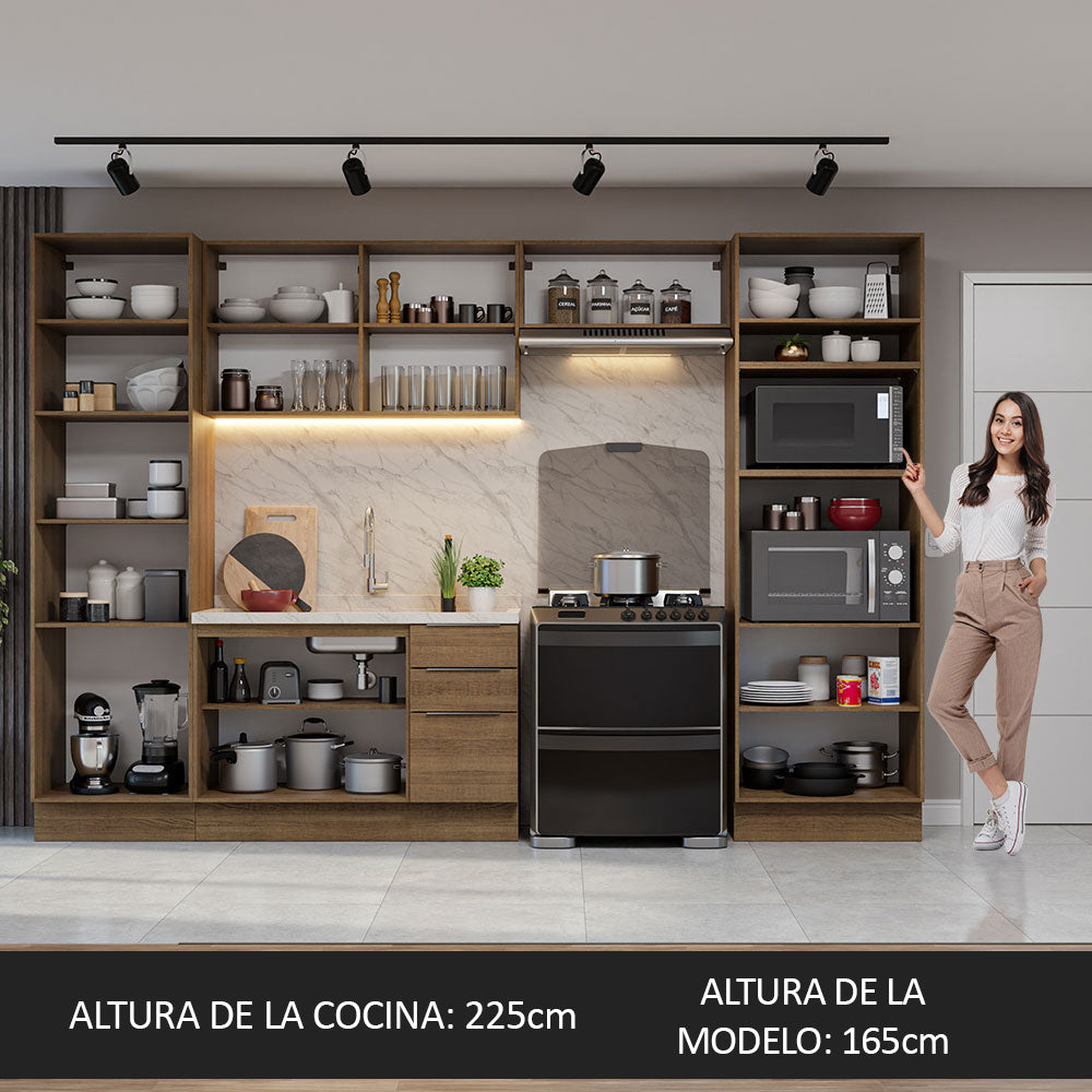 Combo Completo de Cocina 330 cm Marrón Stella Madesa 02