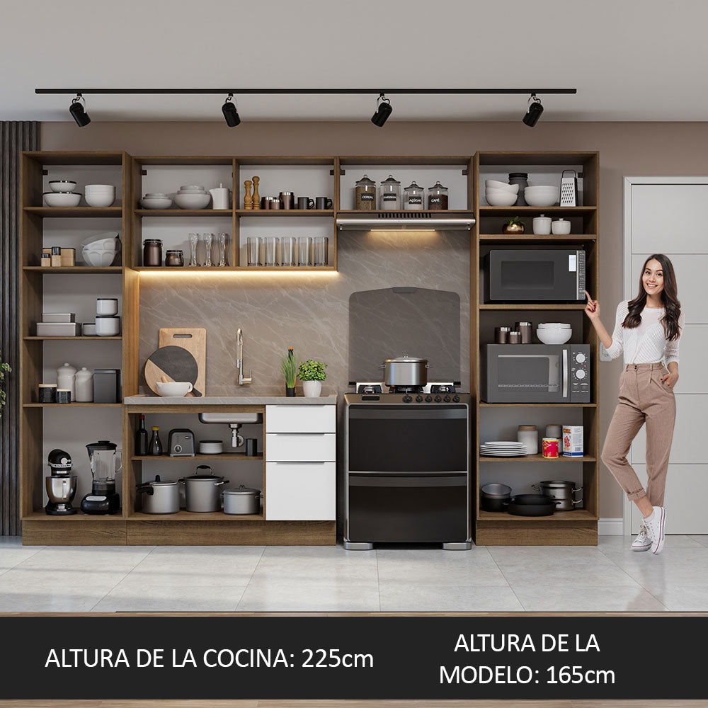 Combo Completo de Cocina 330 cm Marrón/Blanco Stella Madesa 02