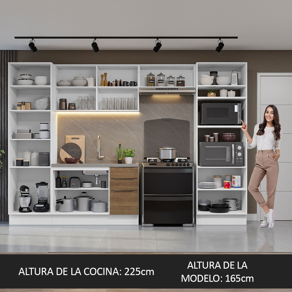 Combo Completo de Cocina 330 cm Blanco/Marrón Stella Madesa 02