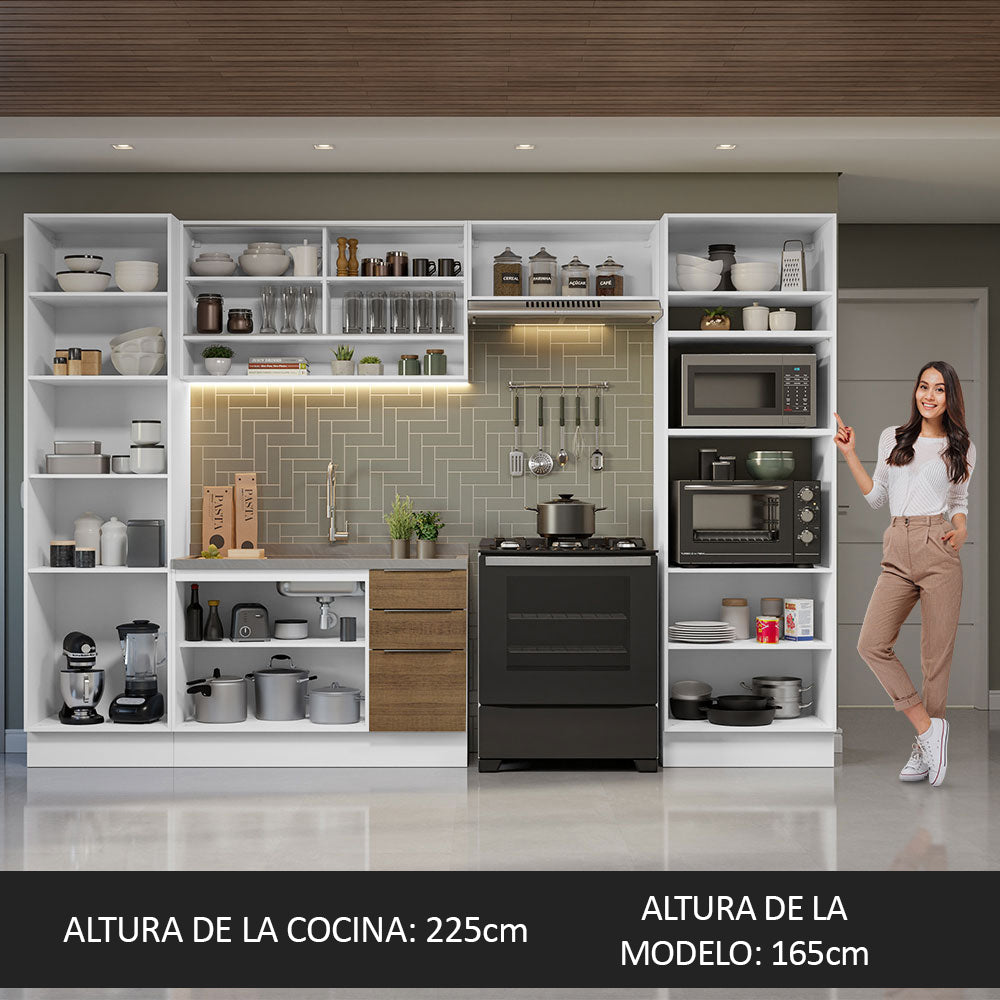 Combo Completo de Cocina 330 cm Blanco/Marrón Stella Madesa 03