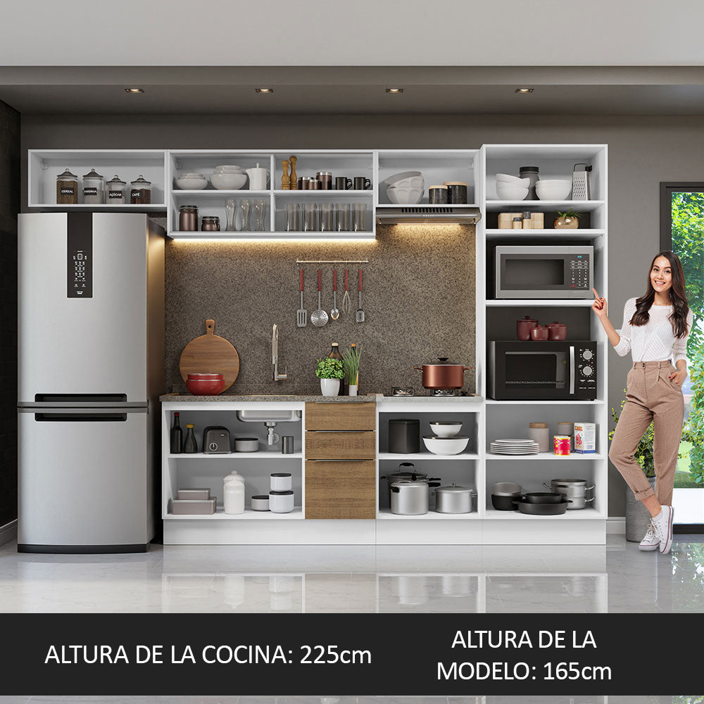 Combo Completo de Cocina 330 cm Blanco/Marrón Stella Madesa 04