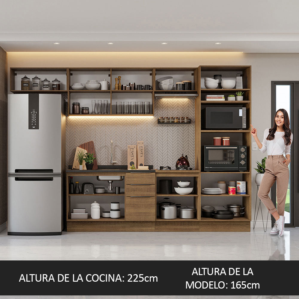 Combo Completo de Cocina 330 cm Marrón Stella Madesa 05