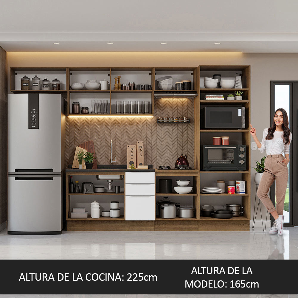 Combo Completo de Cocina 330 cm Marrón/Blanco Stella Madesa 05