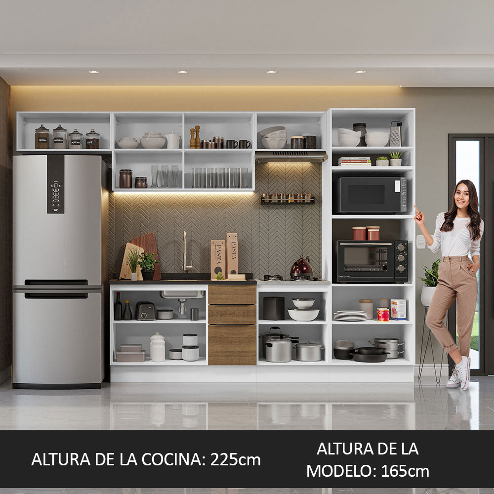 Combo Completo de Cocina 330 cm Blanco/Marrón Stella Madesa 05