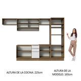 Combo Completo de Cocina 330 cm Marrón/Blanco Stella Madesa 06