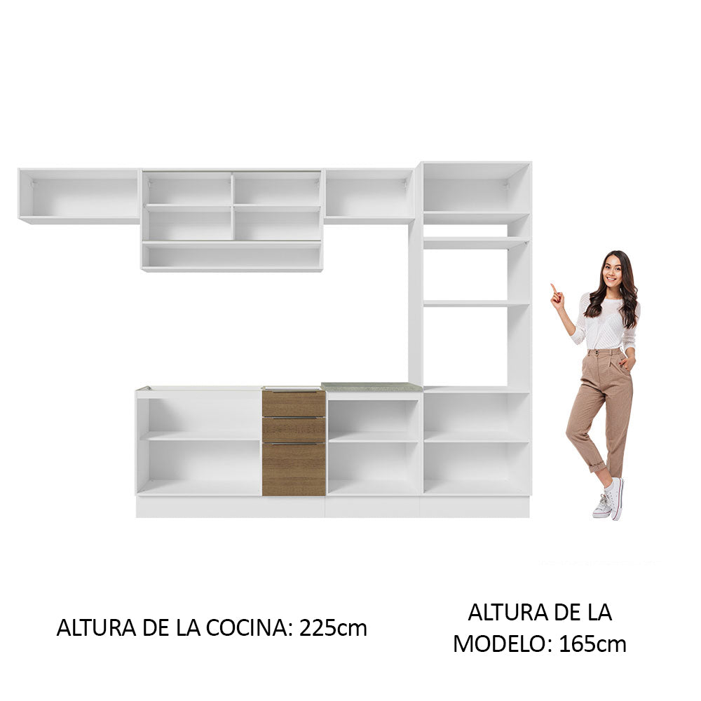 Combo Completo de Cocina 330 cm Blanco/Marrón Stella Madesa 06