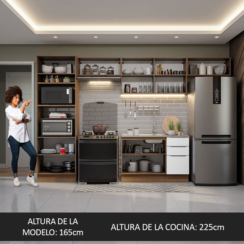 Combo Completo de Cocina 350 cm Marrón/Blanco Stella Madesa 01