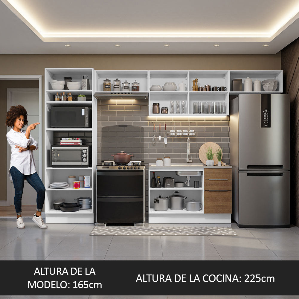 Combo Completo de Cocina 350 cm Blanco/Marrón Stella Madesa 01