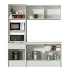 Cocina Compacta 180 cm 6 Puertas 1 Cajón con Mueble para Horno y Microondas Blanco Diamante Madesa