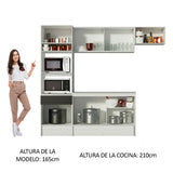 Combo Completo de Cocina 240 cm Blanco/Negro/Blanco Topazio Madesa 01