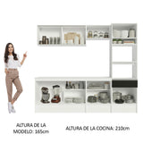 Combo Completo de Cocina 240 cm Blanco/Negro Topazio Madesa 05
