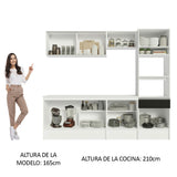 Combo Completo de Cocina 240 cm Blanco/Negro Diamante Madesa 06