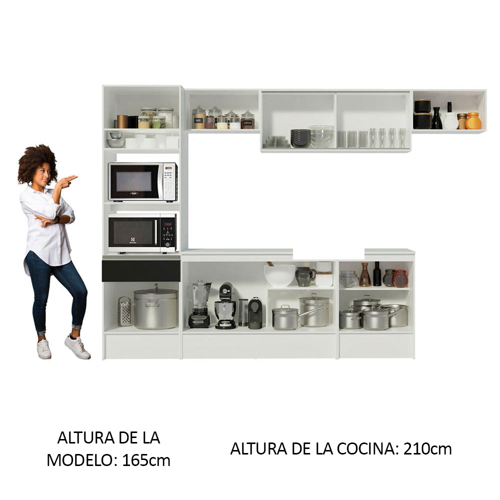 Combo Completo de Cocina 300 cm Blanco/Negro Topazio Madesa 01