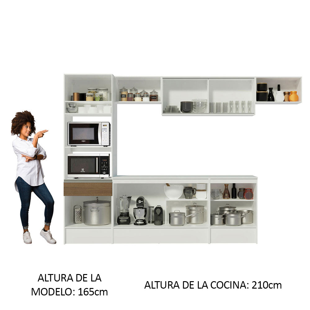Combo completo de Cocina 300cm Blanco/Marrón Topazio 01