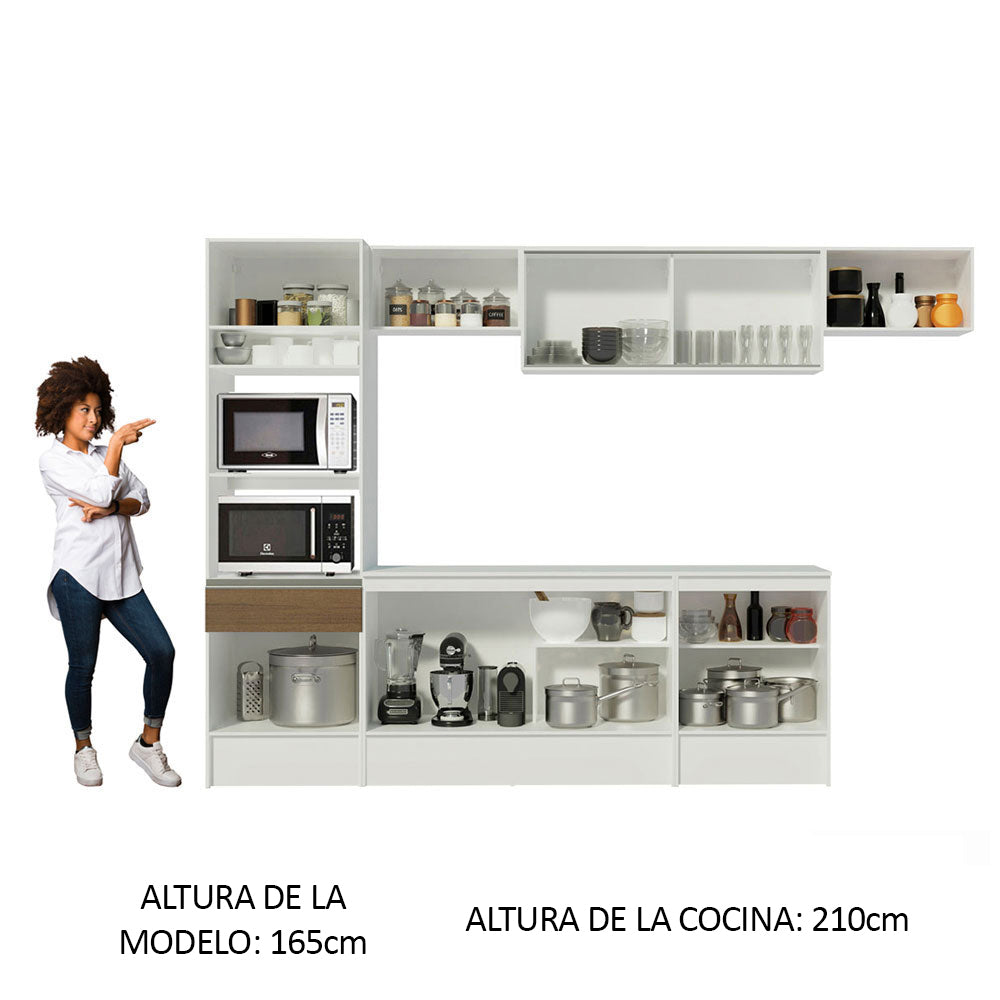 Combo completo de Cocina 300cm Blanco/Marrón Diamante Madesa 02