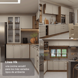 Combo de Cocina Compacta 180 cm Marrón/Crema Vik Madesa 01