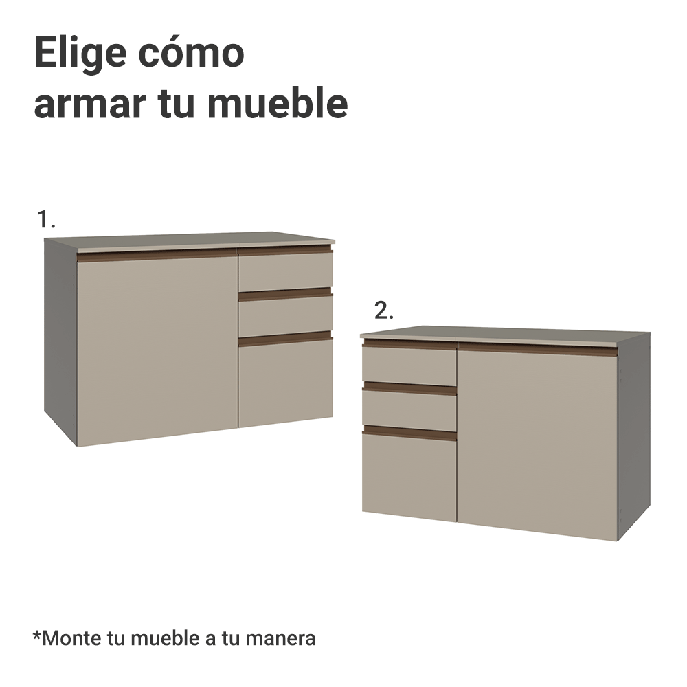 Vanitory Flotante Bajo 100cm 1 Puerta 3 cajones Crema Nice 03