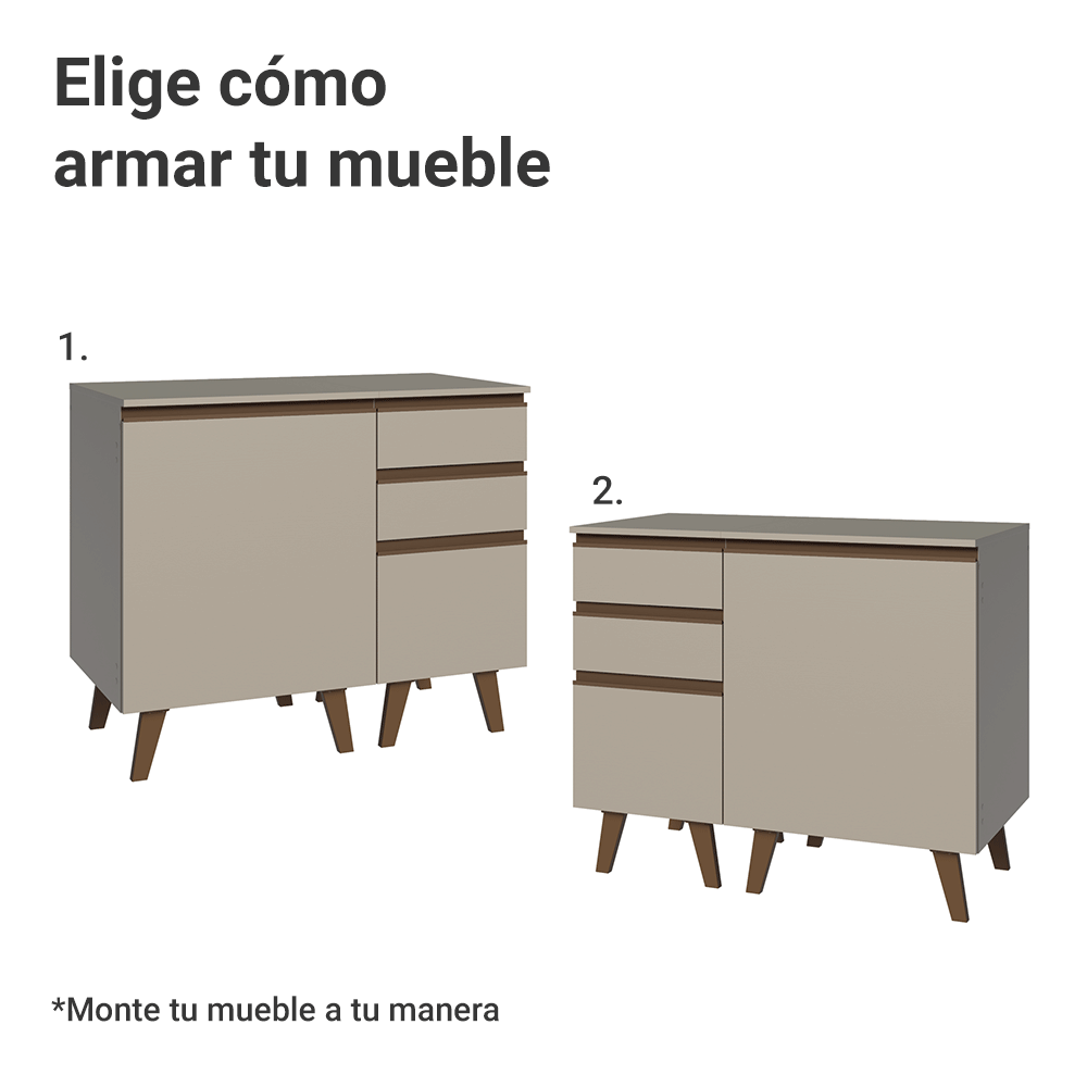 Vanitory 100cm 1 Puerta 3 Gavetas Crema Nice 04