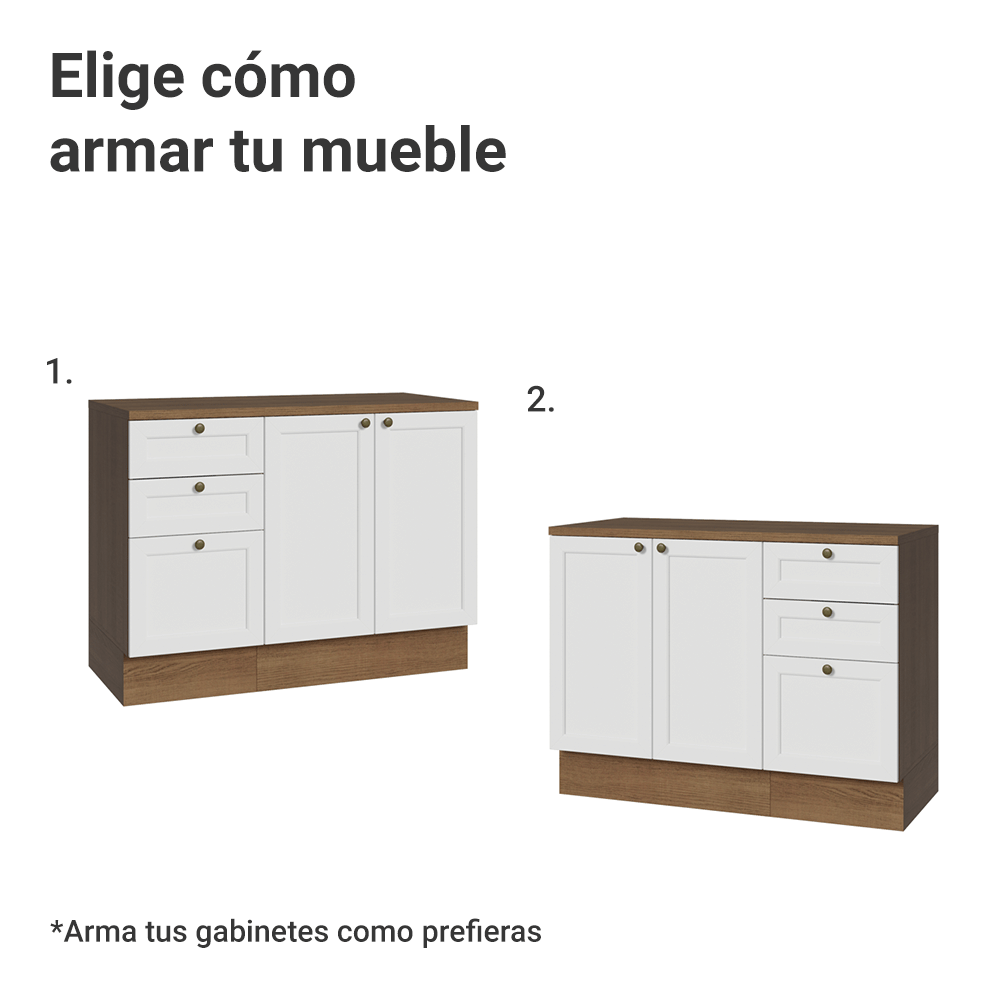 Vanitory 110cm 3 cajones 3 puertas Marrón/Blanco Vik 01