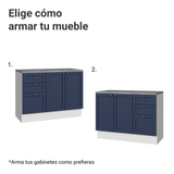 Vanitory 110cm 3 cajones 3 puertas Blanco/Azul Vik 01