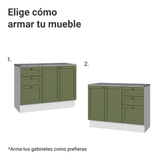 Vanitory 110cm 3 cajones 3 puertas Blanco/Verde Vik 01