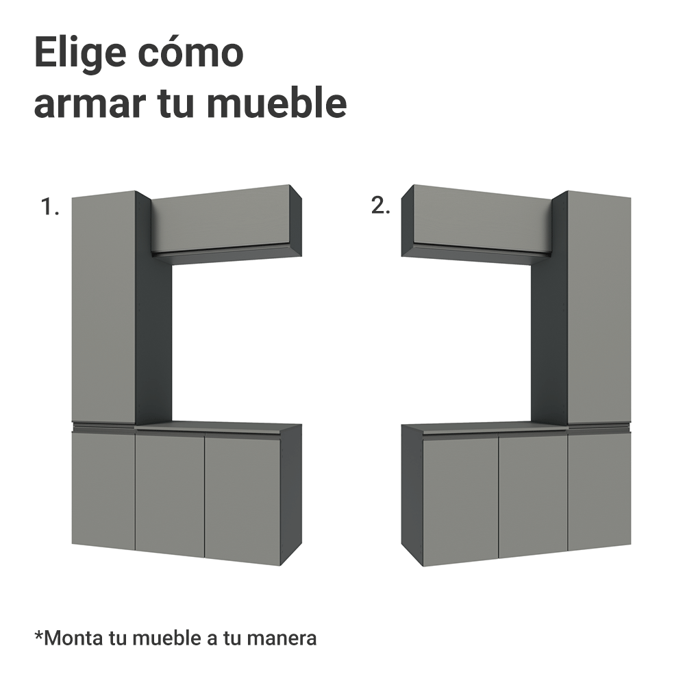 Kit Vanitory y Armarios Altos 120 cm 5 Puertas Gris Nice Madesa
