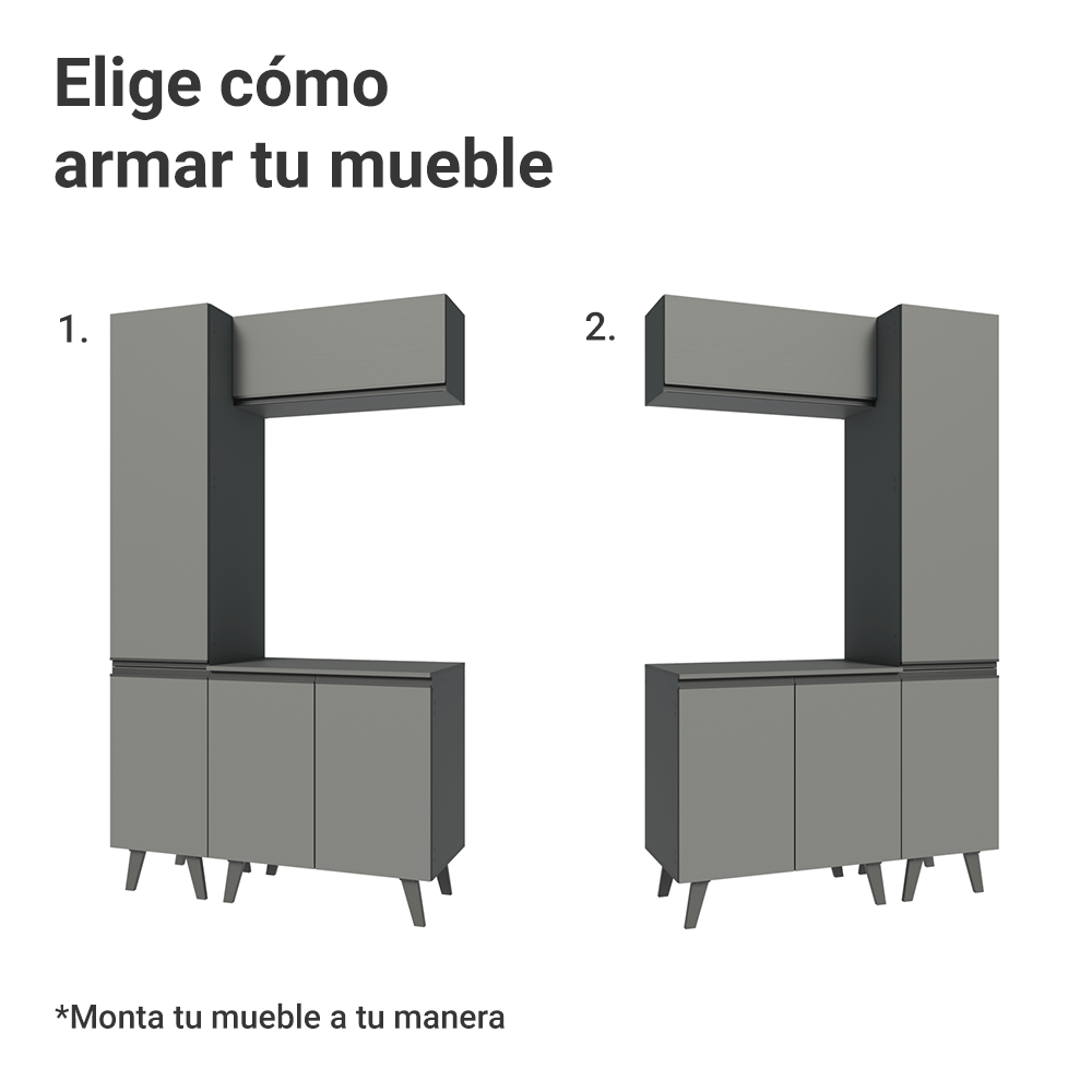 Vanitory, 120cm, 5 puertas, Gris Nice 03