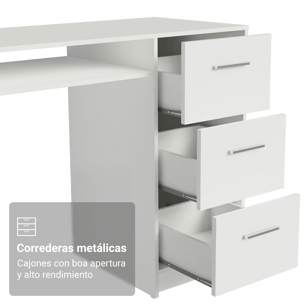 Tocador para Maquillaje o Escritorio Madesa con 3 Cajones Blanco