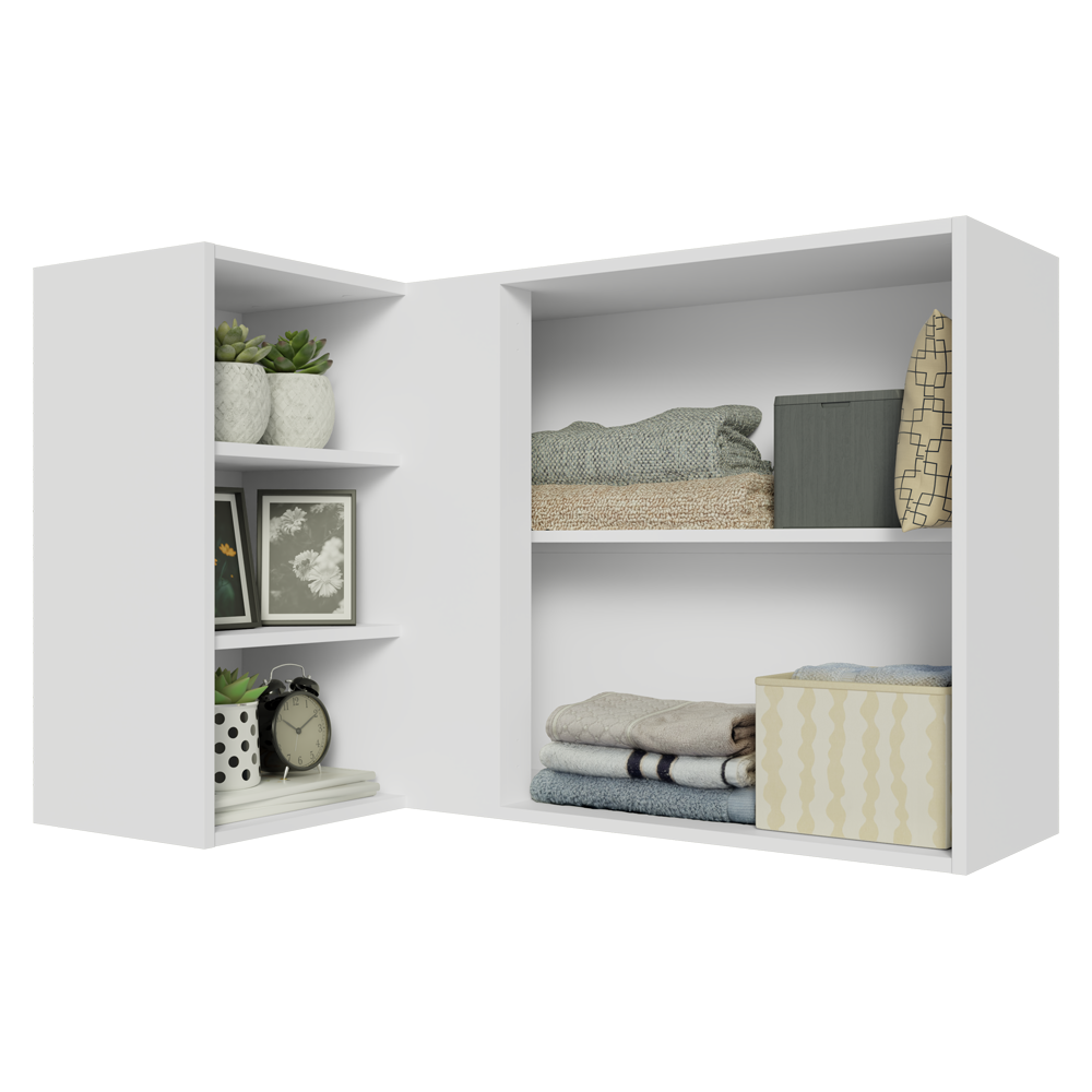 Alacena esquinera para dormitorio 1 Puerta y 3 Nichos Blanco Neo