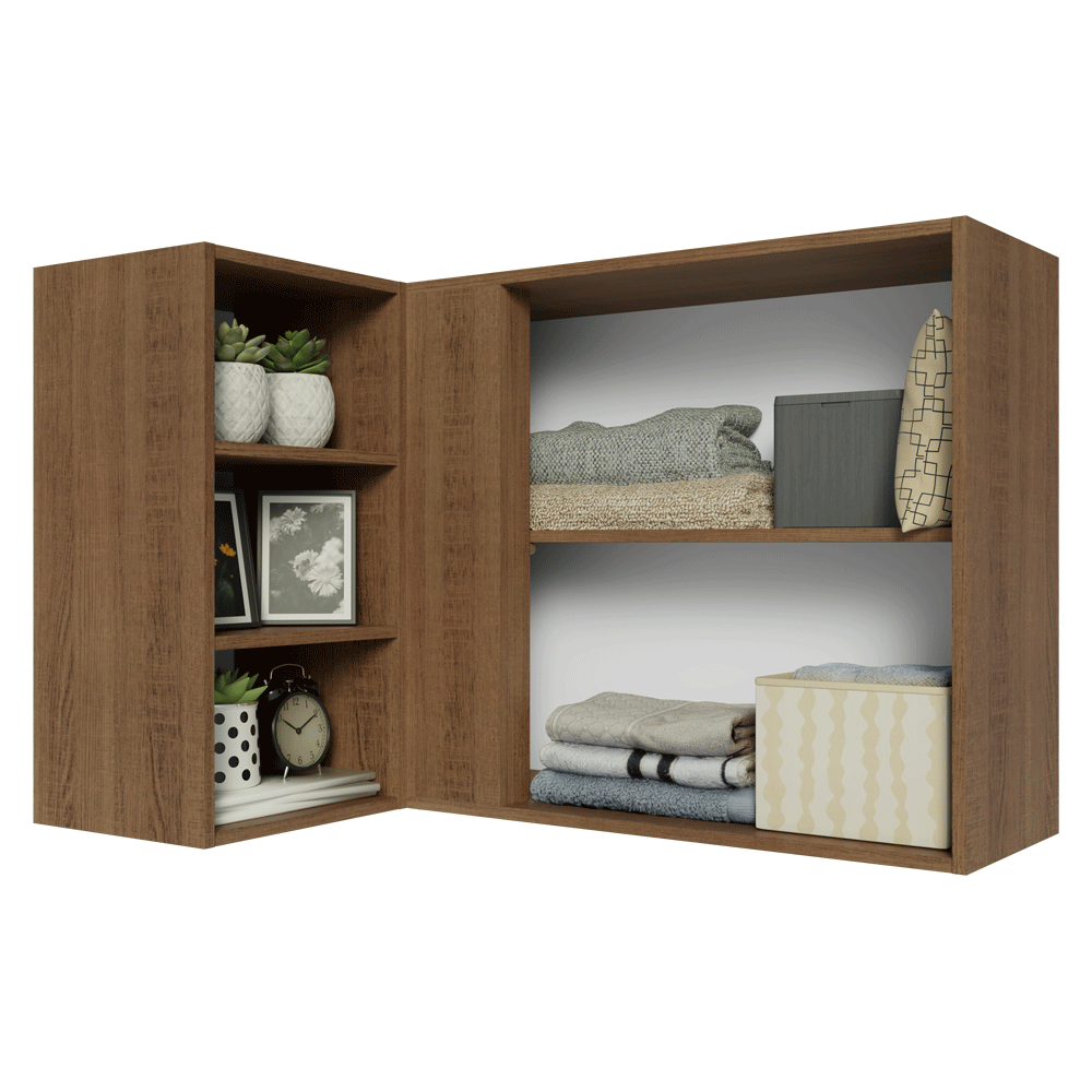 Alacena Esquinera para Dormitorio 1 Puerta y 3 Nichos Marrón Neo Madesa
