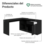 Tocador Esquinero para Maquillaje o Escritorio 300 cm Negro Madesa