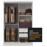Habitación Completa con Placard Luke 2 Purtas de Espejo y Respaldo de cama con 2 Mesas de Luz Madesa Blanco