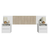Respaldo de Cama Extensible Tapizado con 2 Mesas de Luz Blanco/Imperial Madesa
