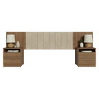 Respaldo de Cama Extensible Tapizado con 2 Mesas de Luz Marrón/Imperial Madesa
