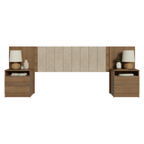 Respaldo de Cama Extensible Tapizado con 2 Mesas de Luz Marrón/Imperial Madesa