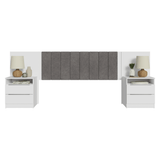 Respaldo de Cama Extensible Tapizado con 2 Mesas de Luz Blanco/Silver Madesa