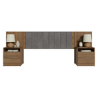 Respaldo de Cama Extensible Tapizado con 2 Mesas de Luz Marrón/Silver Madesa