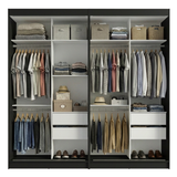 Conjunto 2 Placares 4 Puertas Corredizas Negro/Marrón Tokio Madesa